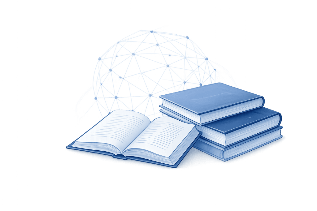 Research journal books illustration
